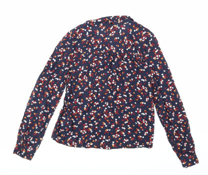 Clockhouse Womens Blue Floral Viscose Basic Button-Up Size 8 Collared