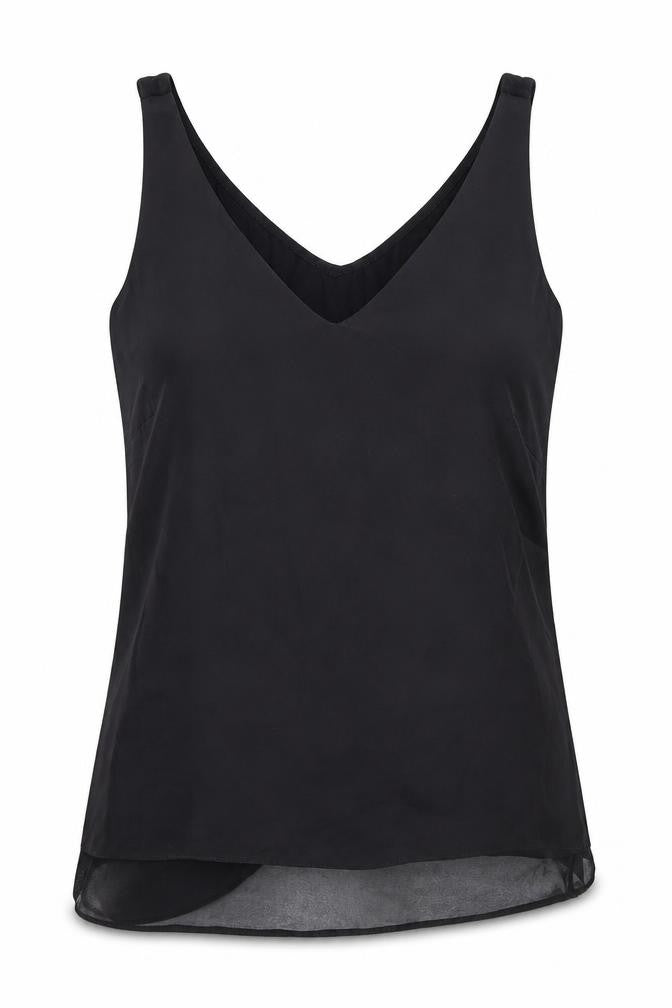 Warehouse Womens Black Polyester Basic Tank Size 6 V-Neck