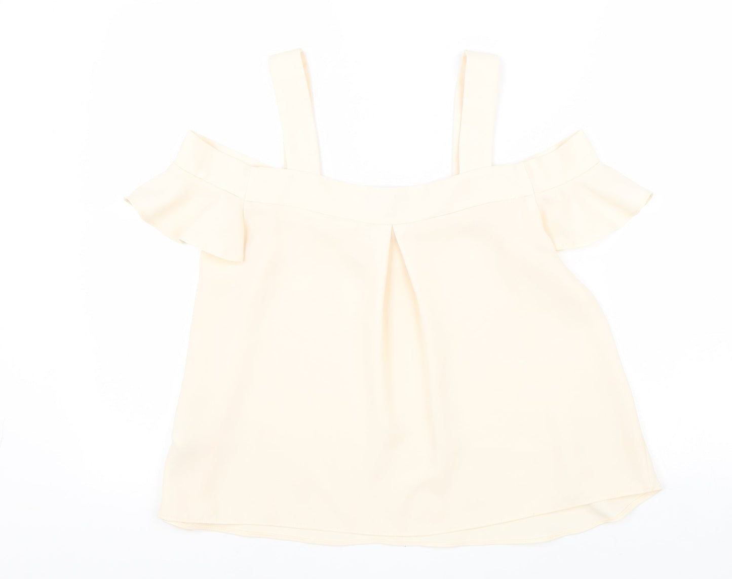 Topshop Womens Beige Polyester Basic Blouse Size 8 V-Neck