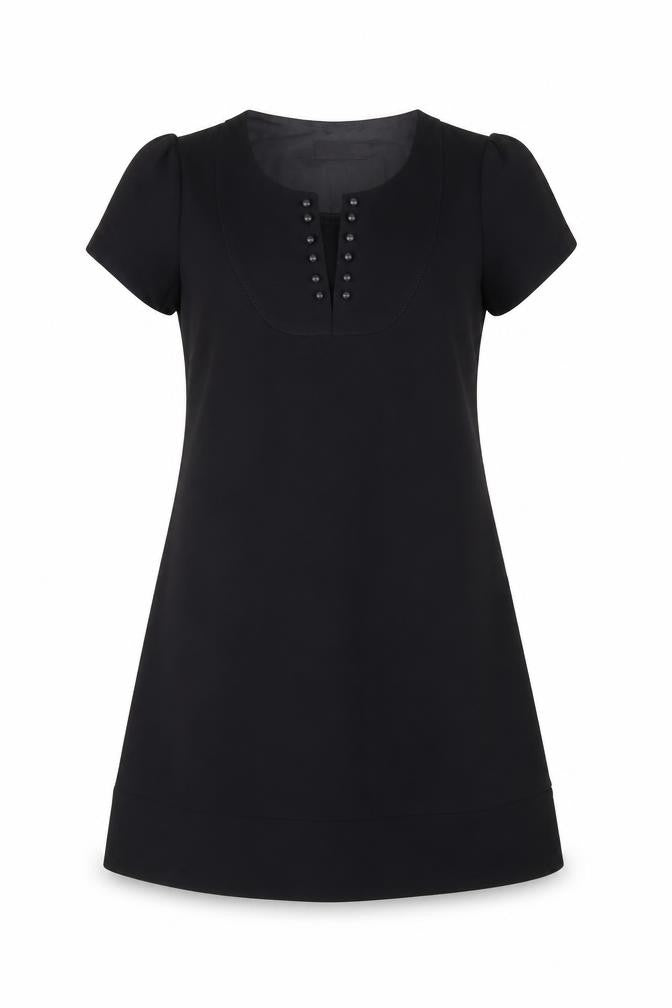Miss Selfridge Womens Black Polyester A-Line Size 12 Round Neck Hook & Eye
