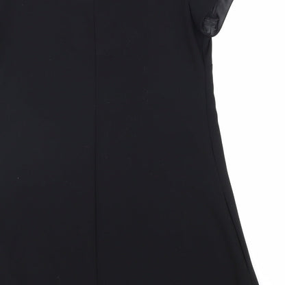 Miss Selfridge Womens Black Polyester A-Line Size 12 Round Neck Hook & Eye
