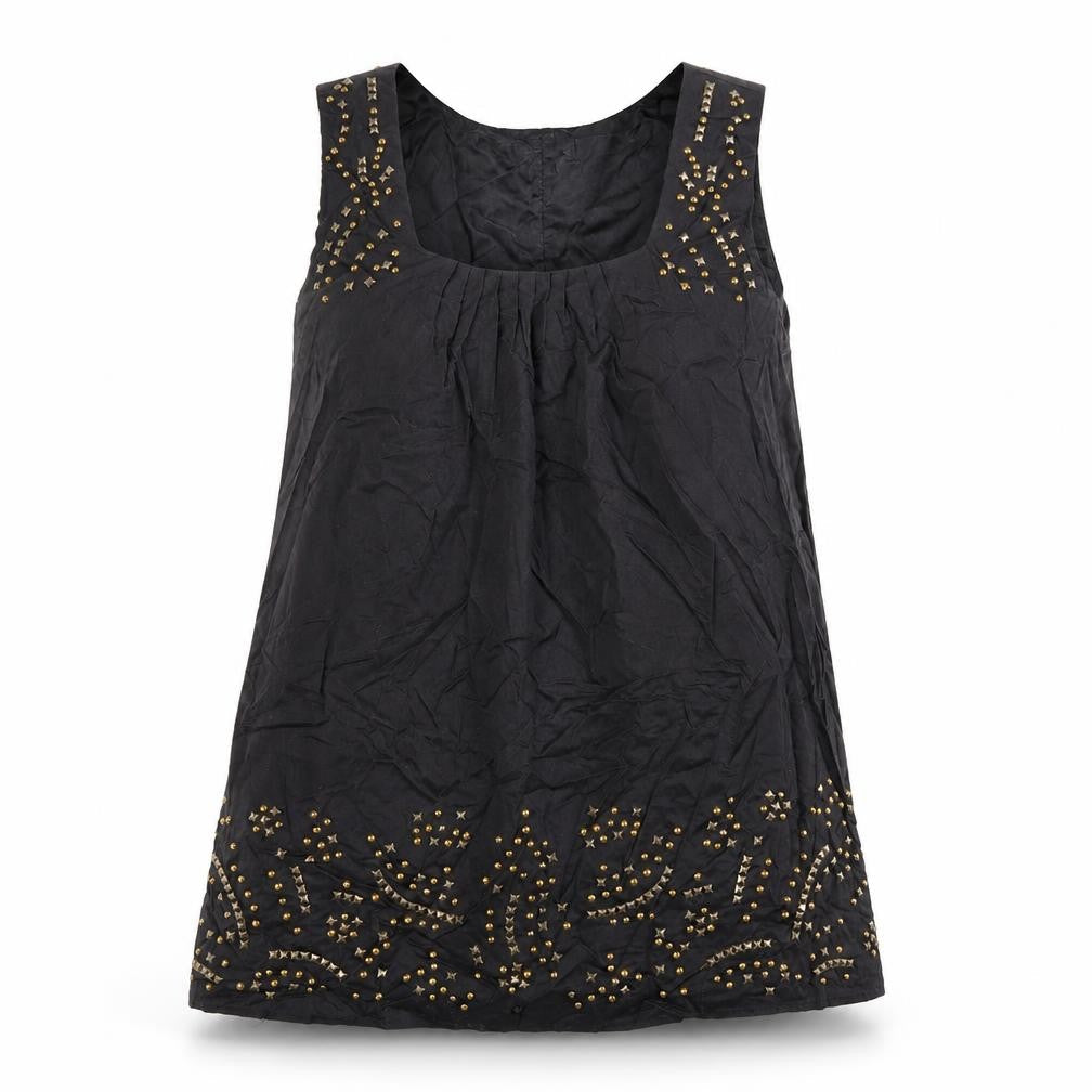 PLANET Womens Black Polyester Basic Tank Size 10 Square Neck