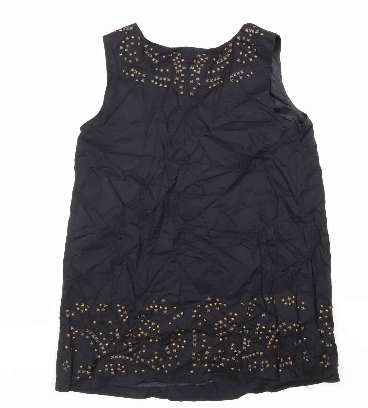 PLANET Womens Black Polyester Basic Tank Size 10 Square Neck
