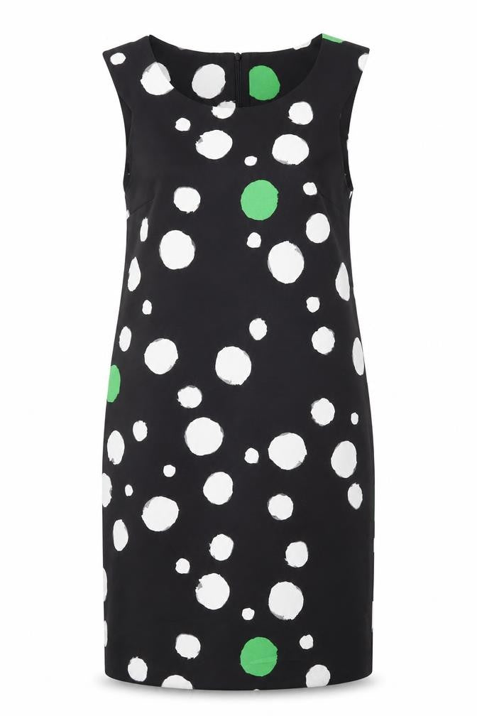 Penny Black Womens Black Polka Dot Polyester A-Line Size 12 Round Neck Zip