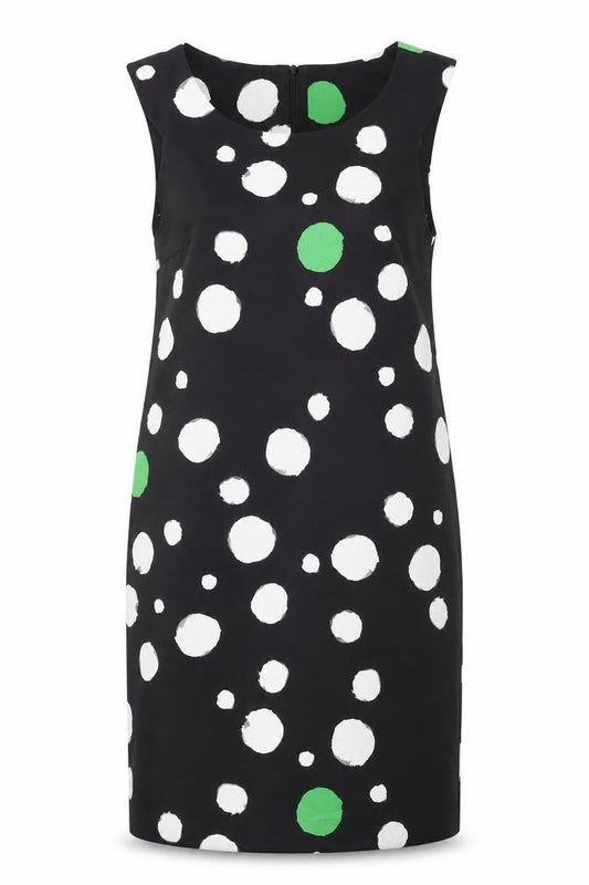 Penny Black Womens Black Polka Dot Polyester A-Line Size 12 Round Neck Zip