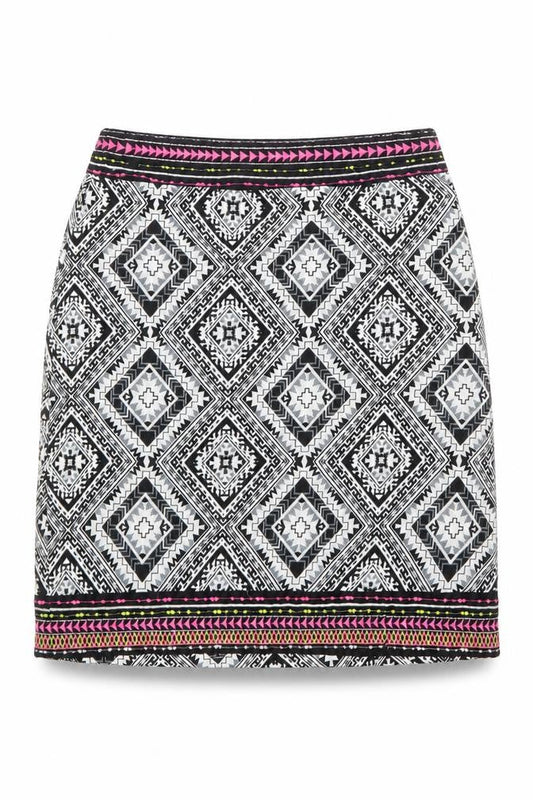 Atmosphere Womens Black Geometric Polyester Straight & Pencil Skirt Size 6 Zip