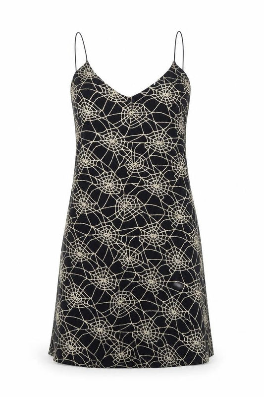 Nasty Gal Womens Black Geometric Polyester Slip Dress Size 8 V-Neck Pullover