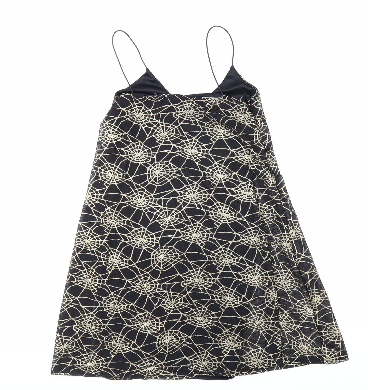 Nasty Gal Womens Black Geometric Polyester Slip Dress Size 8 V-Neck Pullover