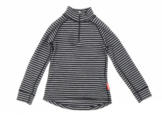 Rema Womens Black Striped Wool Pullover Sweatshirt Size XS Zip