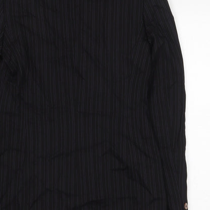 Kaliko Womens Black Striped Jacket Blazer Size 12 Button