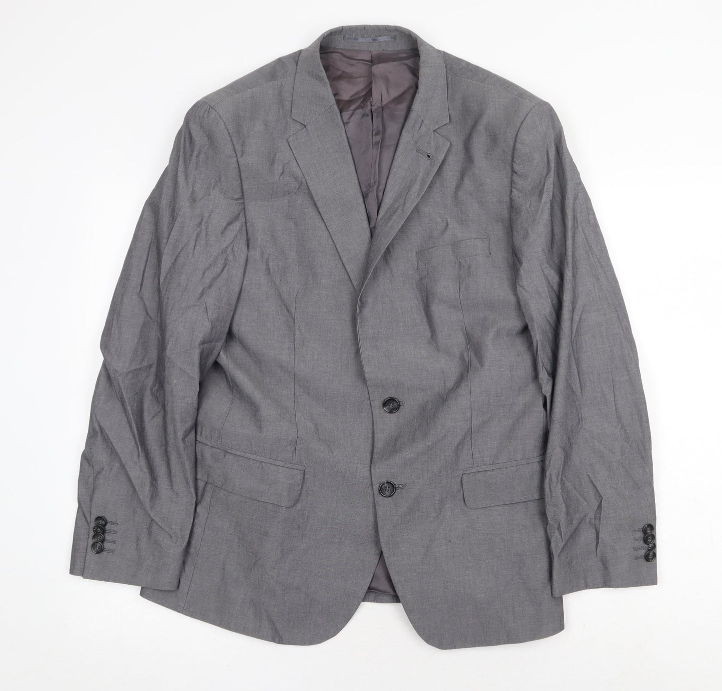 H&M Mens Grey Cotton Jacket Suit Jacket Size 38 Regular