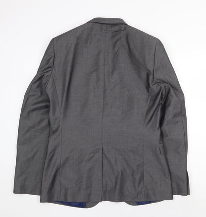F&F Mens Grey Polyester Jacket Suit Jacket Size 40 Regular