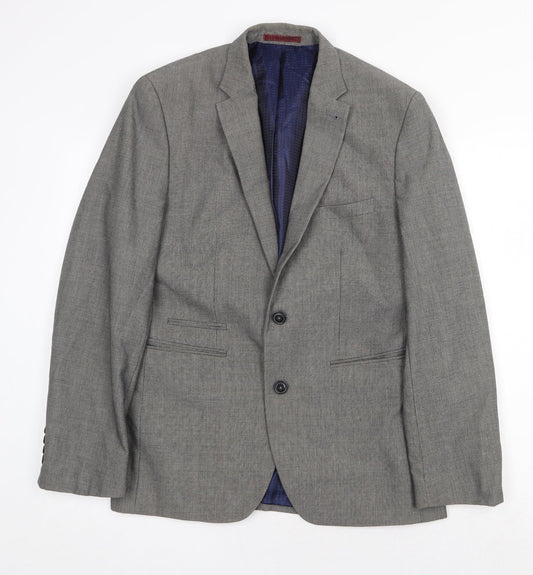 Burton Mens Grey Polyester Jacket Suit Jacket Size 38 Regular