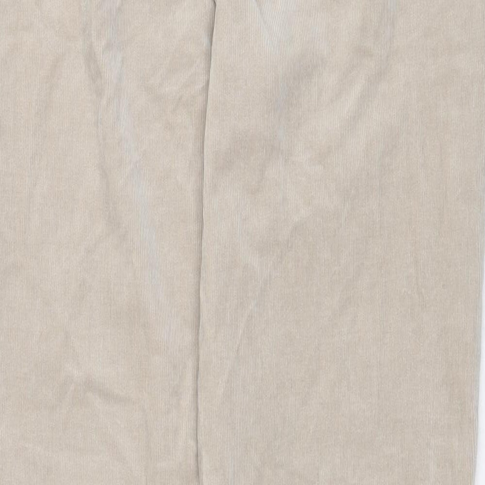 Marks and Spencer Womens Beige Cotton Trousers Size 14 Regular Zip