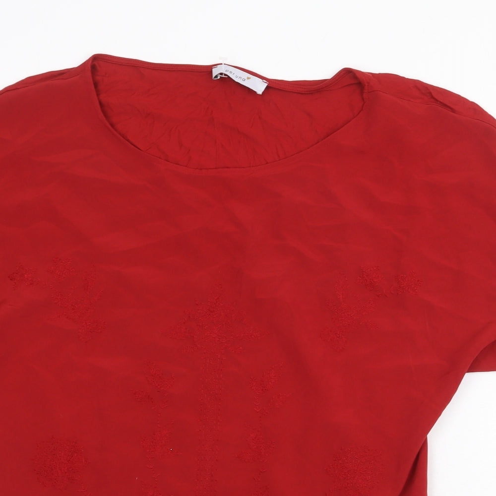 Marks and Spencer Womens Red Viscose Basic Blouse Size 10 Round Neck