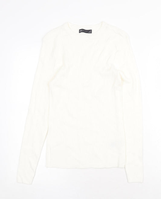 Marks and Spencer Womens White Round Neck Viscose Pullover Jumper Size 10