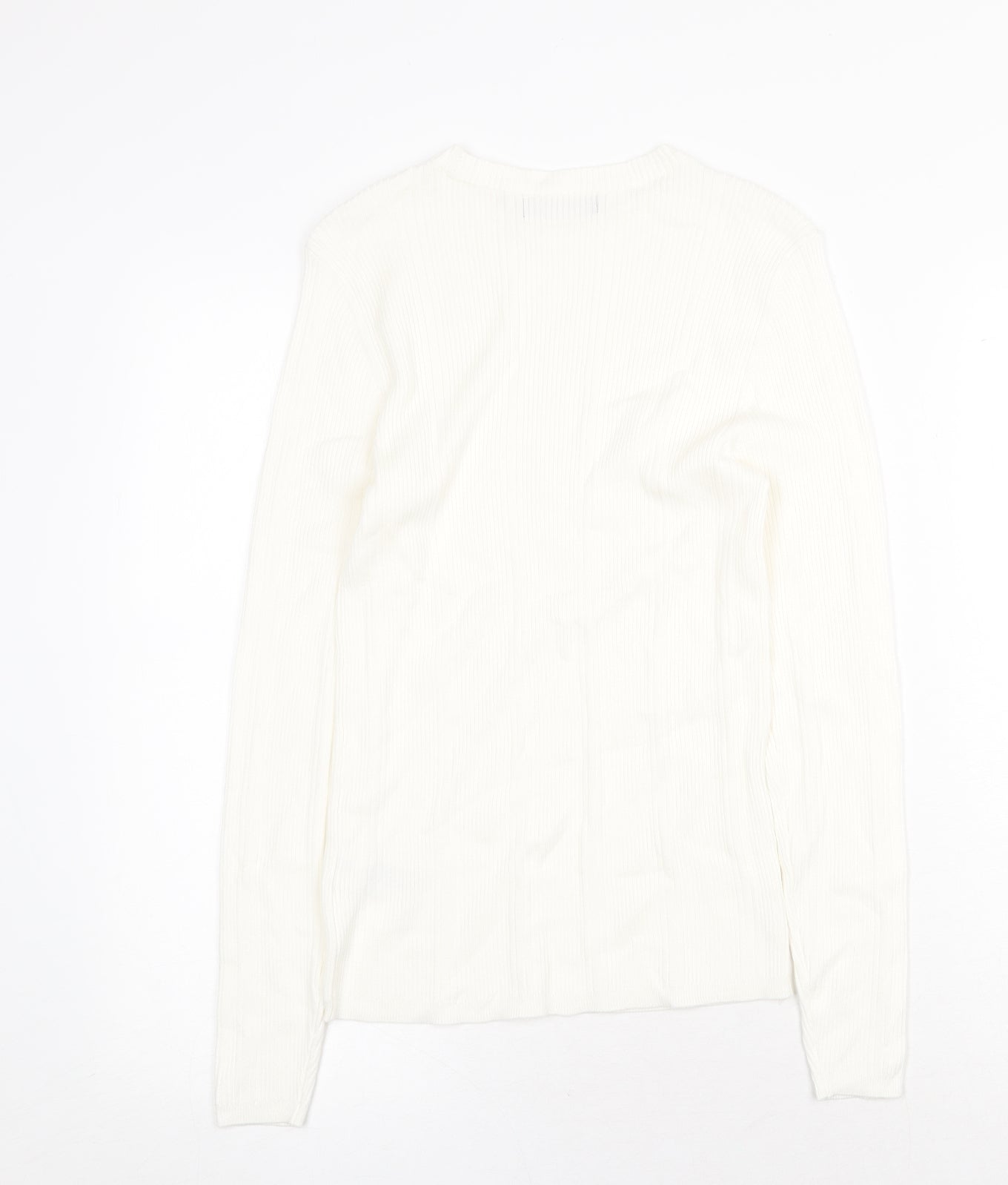 Marks and Spencer Womens White Round Neck Viscose Pullover Jumper Size 10
