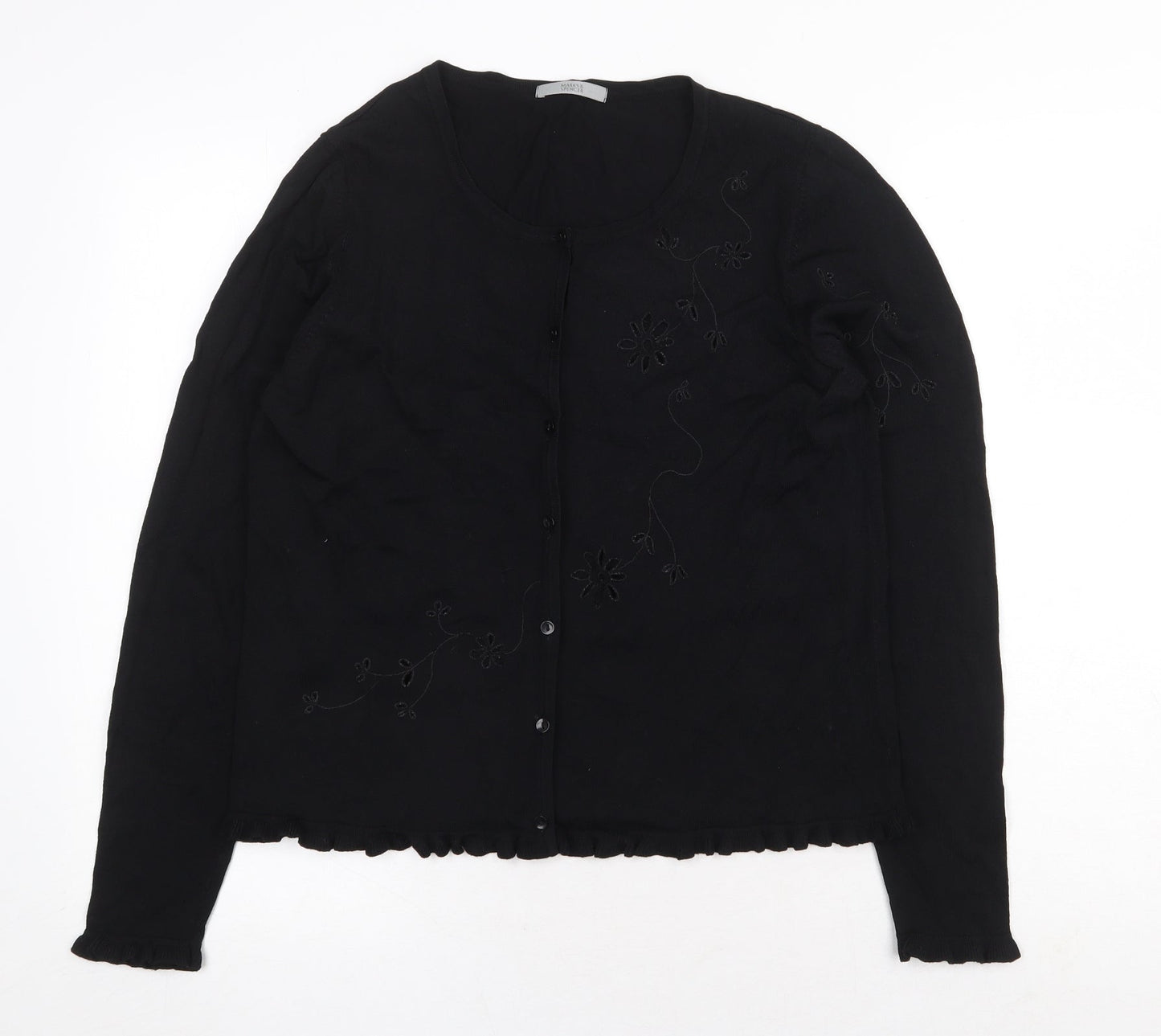 Marks and Spencer Womens Black Crew Neck Viscose Pullover Jumper Size 16 Button
