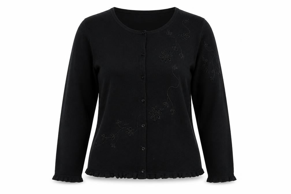 Marks & Spencer Womens Black Crew Neck Viscose Pullover Jumper Size 16 Button