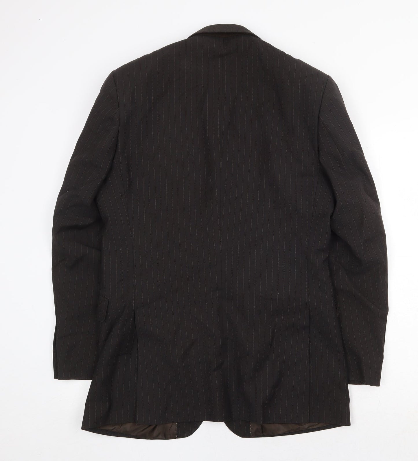 Burton Mens Brown Striped Polyester Jacket Suit Jacket Size 38 Regular