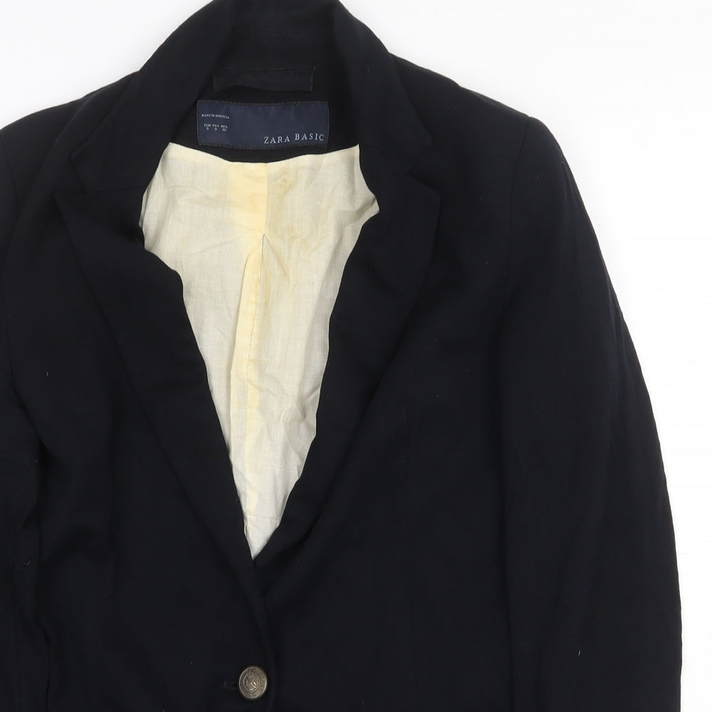 Zara Womens Blue Jacket Blazer Size S Button