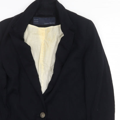 Zara Womens Blue Jacket Blazer Size S Button