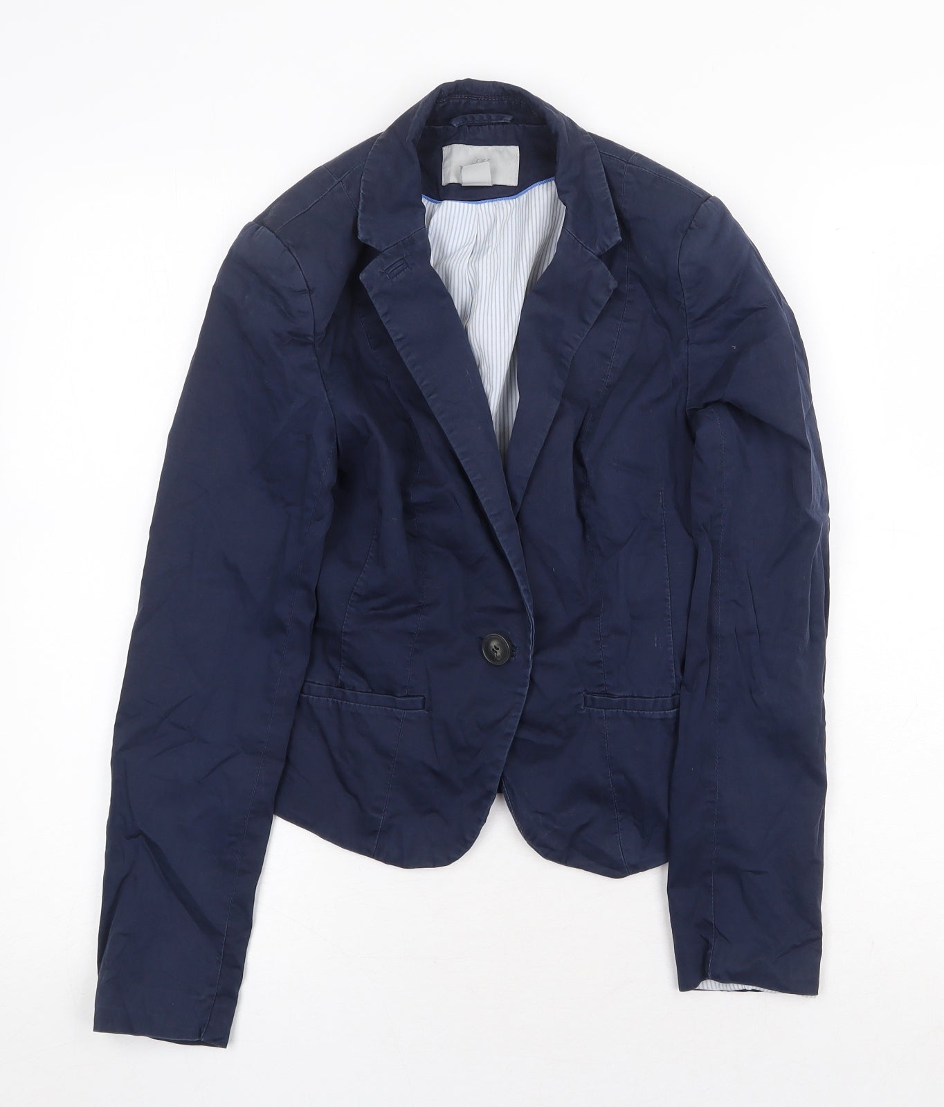 H&M Womens Blue Jacket Blazer Size 6 Button