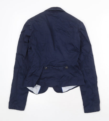 H&M Womens Blue Jacket Blazer Size 6 Button