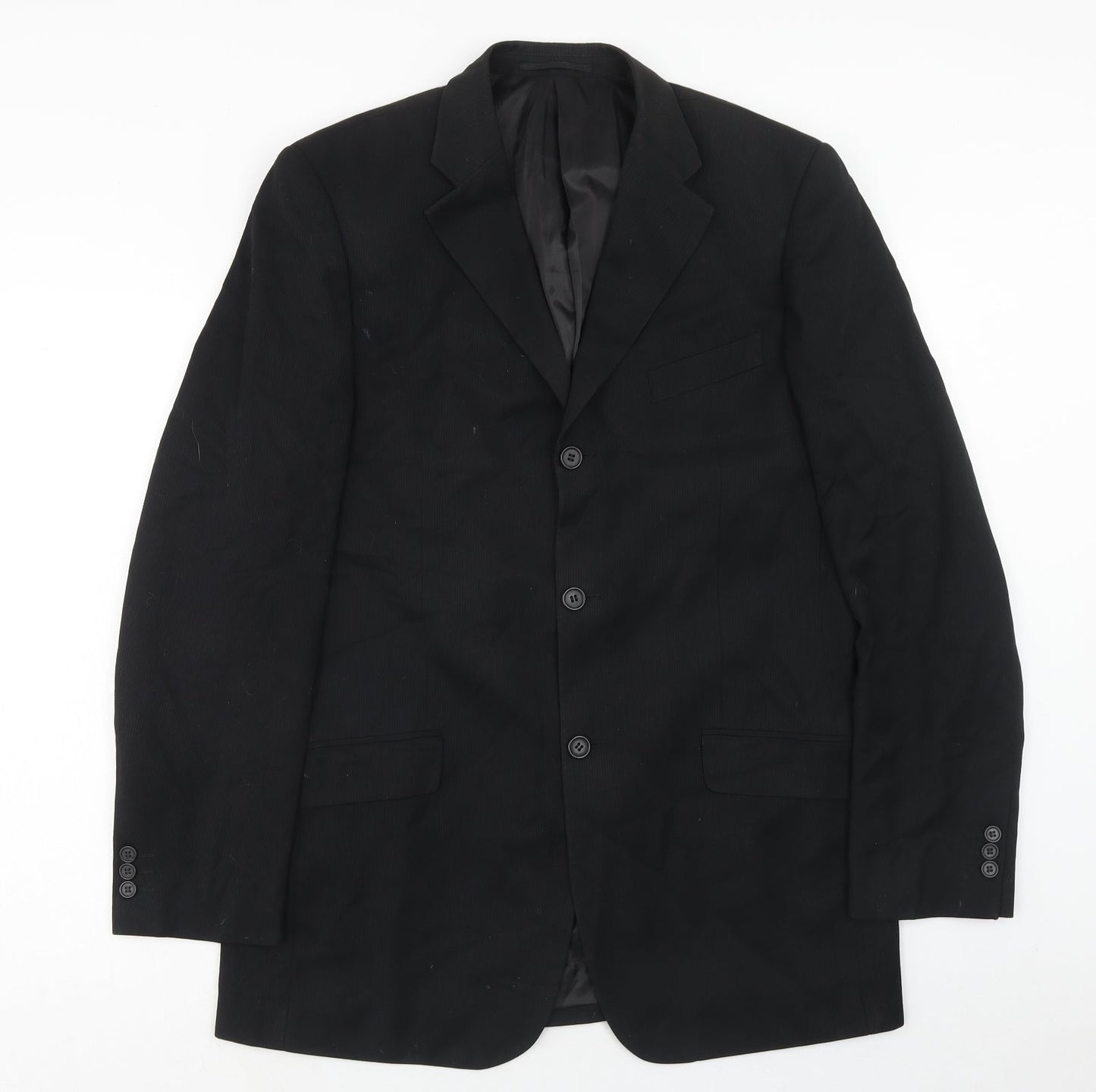 Milan Mens Black Polyester Jacket Suit Jacket Size 40 Regular