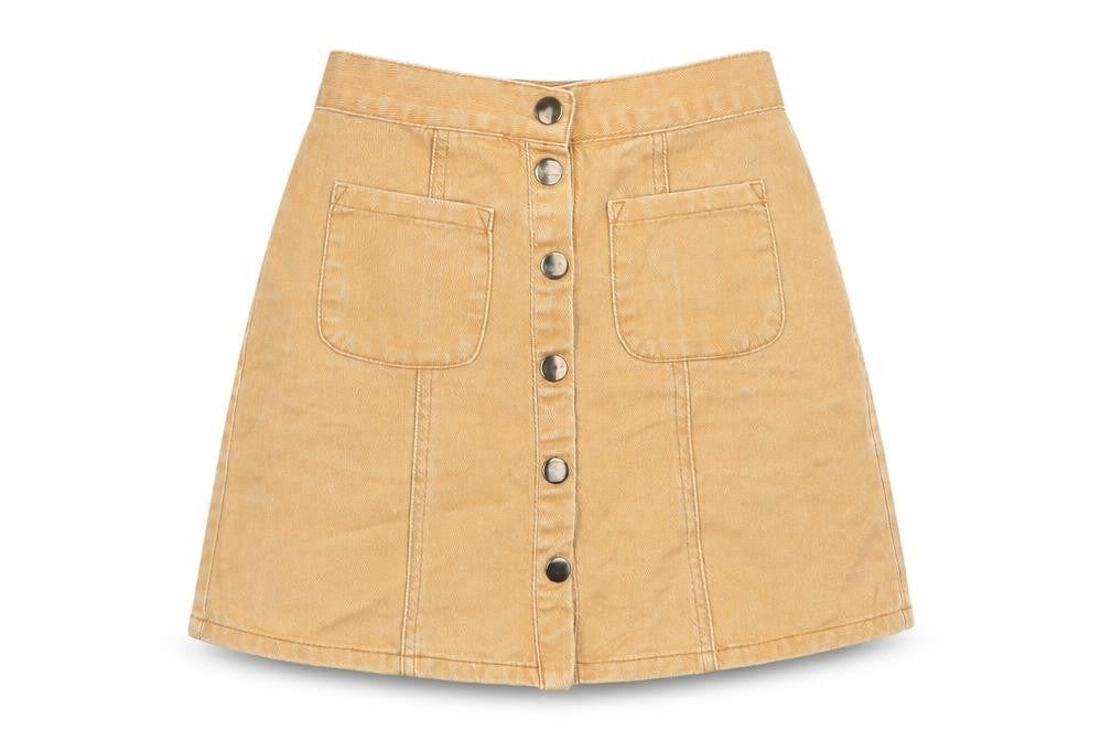 Cooperative Womens Beige Cotton Mini Skirt Size XS Button