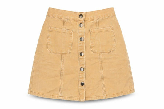 Cooperative Womens Beige Cotton Mini Skirt Size XS Button