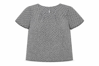 Debenhams Womens Black Geometric Polyester Basic Blouse Size 8 Scoop Neck