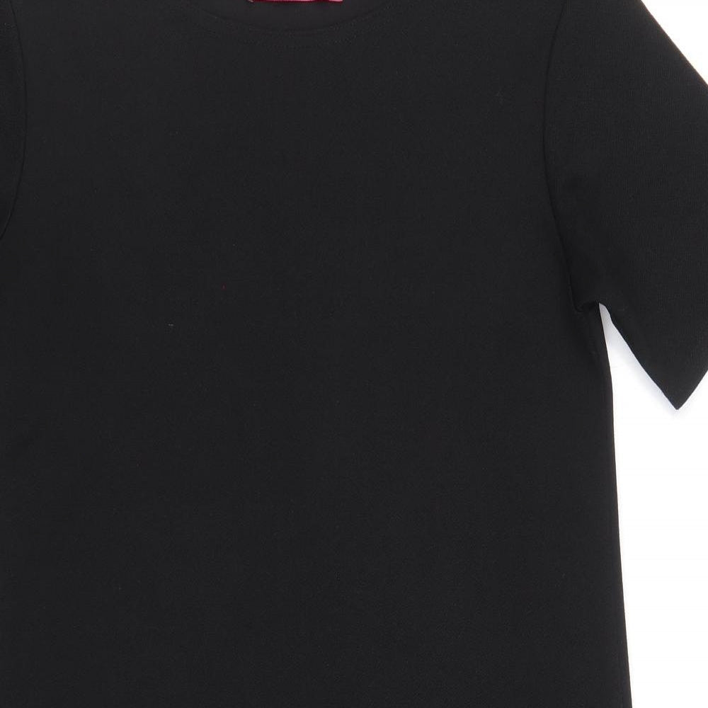 Boohoo Womens Black Polyester Shift Size 8 Boat Neck Pullover - Laser Cut Detail
