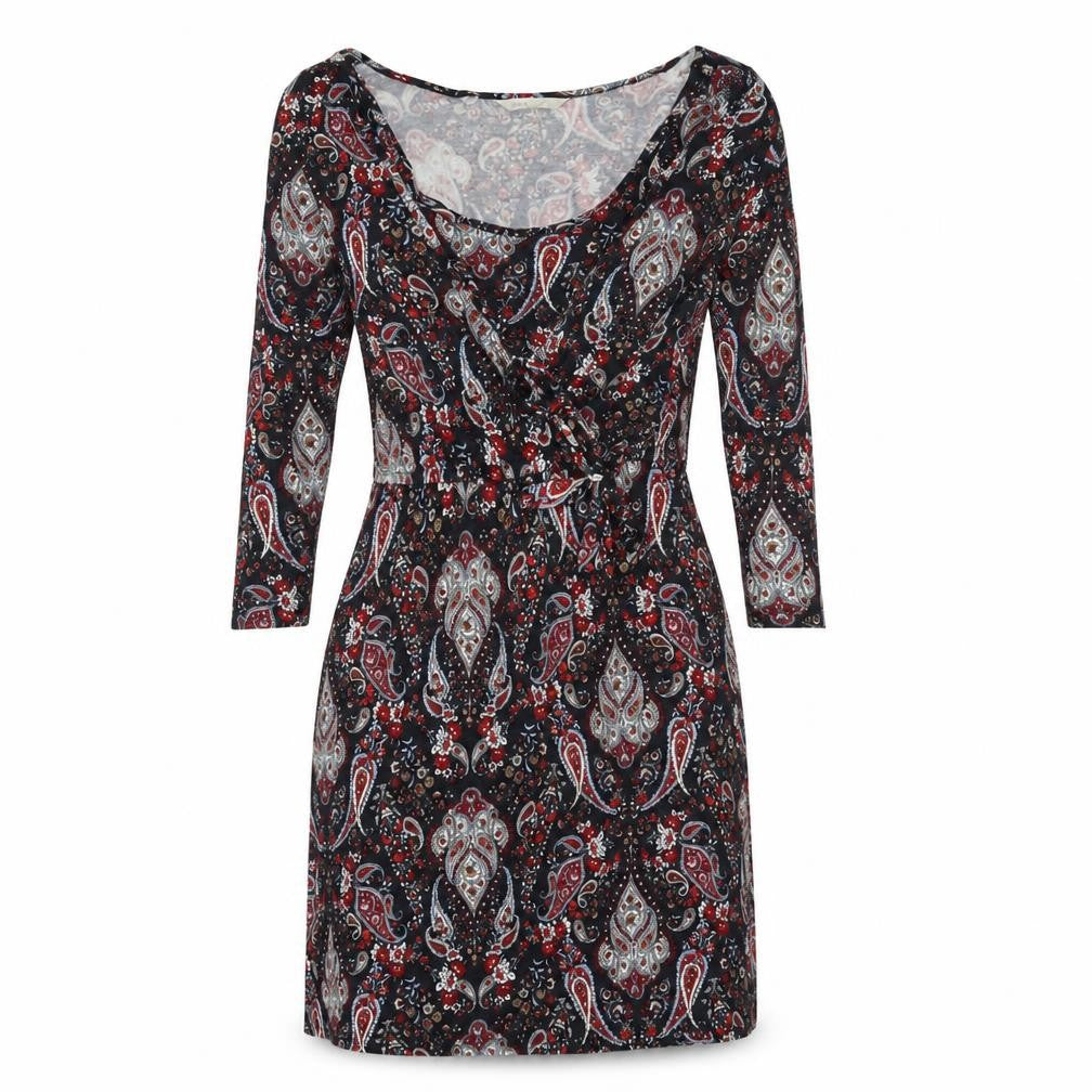 H&M Womens Blue Paisley Viscose Mini Size S Scoop Neck Pullover