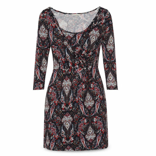 H&M Womens Blue Paisley Viscose Mini Size S Scoop Neck Pullover