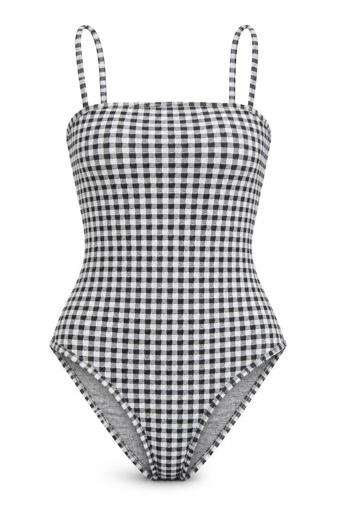 Primark Womens Black Check Polyester Bodysuit One-Piece Size S Snap