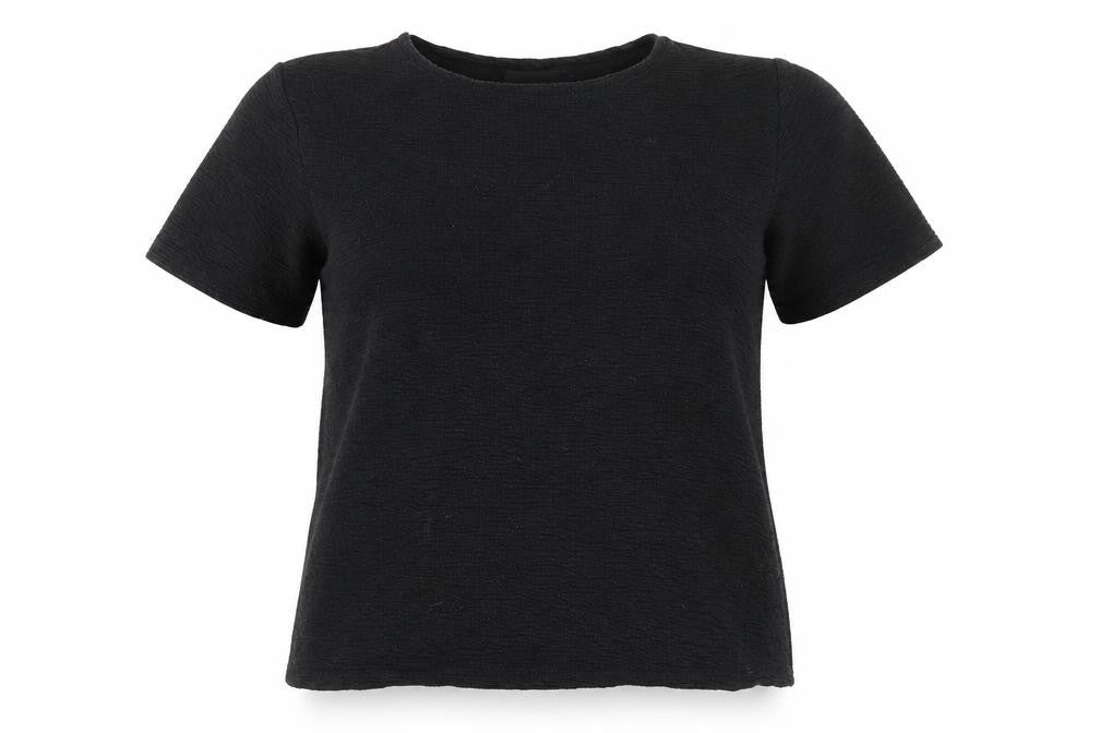 Preworn Womens Black Polyester Basic Blouse Size L Round Neck