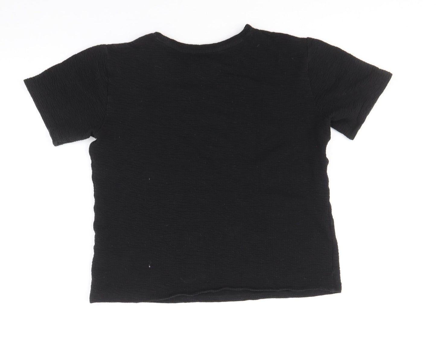 Preworn Womens Black Polyester Basic Blouse Size L Round Neck