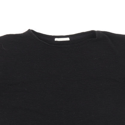 Preworn Womens Black Polyester Basic Blouse Size L Round Neck