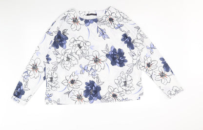 Marks & Spencer Womens White Geometric Polyester Basic Blouse Size 10 Round Neck