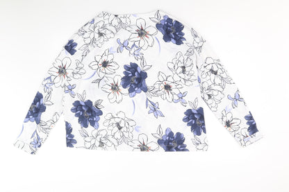 Marks & Spencer Womens White Geometric Polyester Basic Blouse Size 10 Round Neck