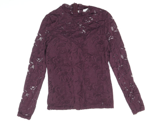 VILA Womens Purple Polyamide Basic Blouse Size XS Round Neck