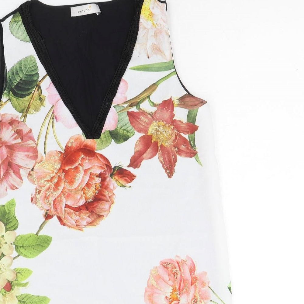 Per Una Womens Multicoloured Floral Polyester Basic Tank Size 8 V-Neck - Flower Detail