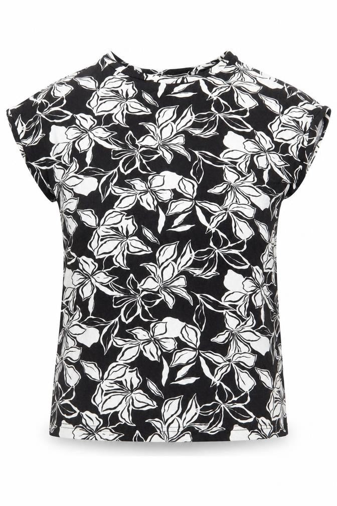 TU Womens Black Geometric Viscose Basic Blouse Size 8 Round Neck
