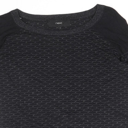Next Womens Black Round Neck Cotton Pullover Jumper Size 6