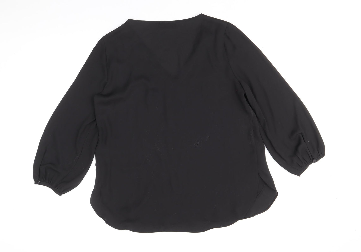 Wallis Womens Black Polyester Basic Blouse Size 12 V-Neck - Lace Trim