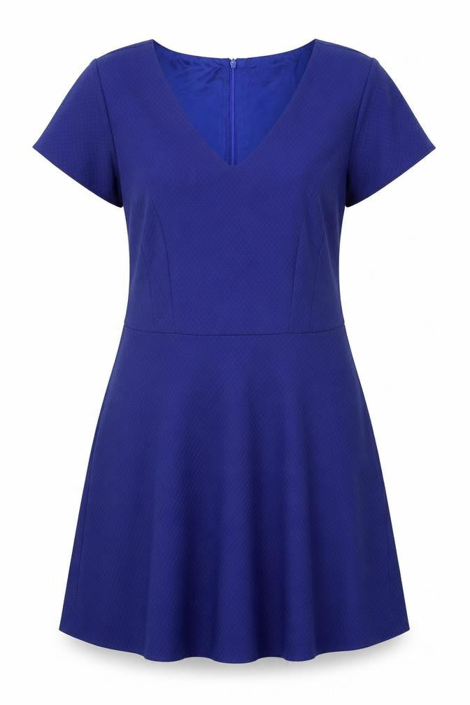 Yessica Womens Blue Polyester Trapeze & Swing Size 16 V-Neck Zip