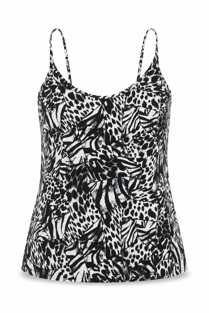 Topshop Womens Black Animal Print Polyester Camisole Tank Size 10 Scoop Neck - Leopard Print