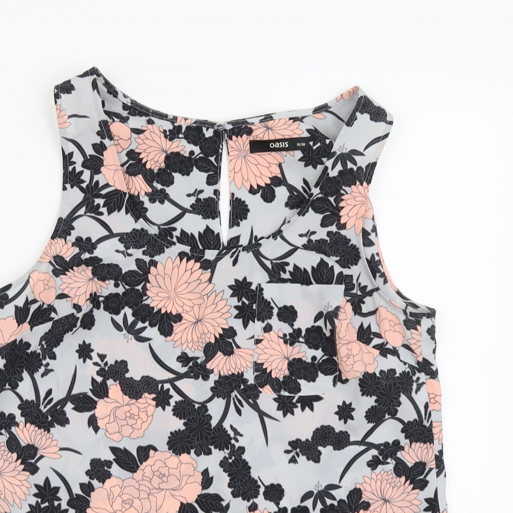 Oasis Womens Multicoloured Geometric Polyester Basic Tank Size 10 Scoop Neck