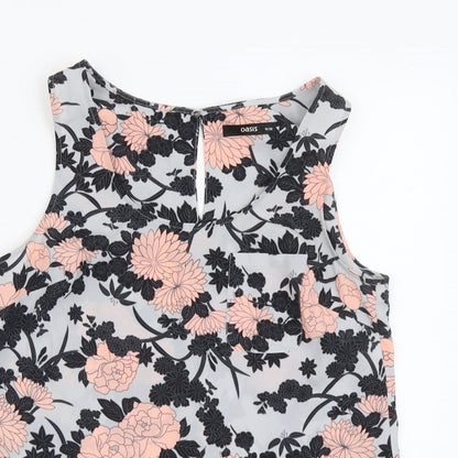 Oasis Womens Multicoloured Geometric Polyester Basic Tank Size 10 Scoop Neck